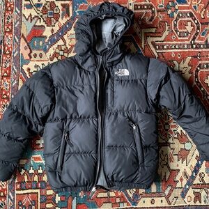 Black The North Face 550 Down Hooded Jacket Size s 7/8